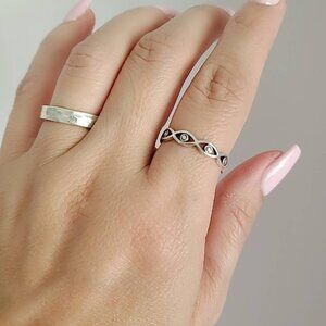 Women's Sterling Silver Eye Ring Thumb Evil Eye Ring Minimalist Girls Ring